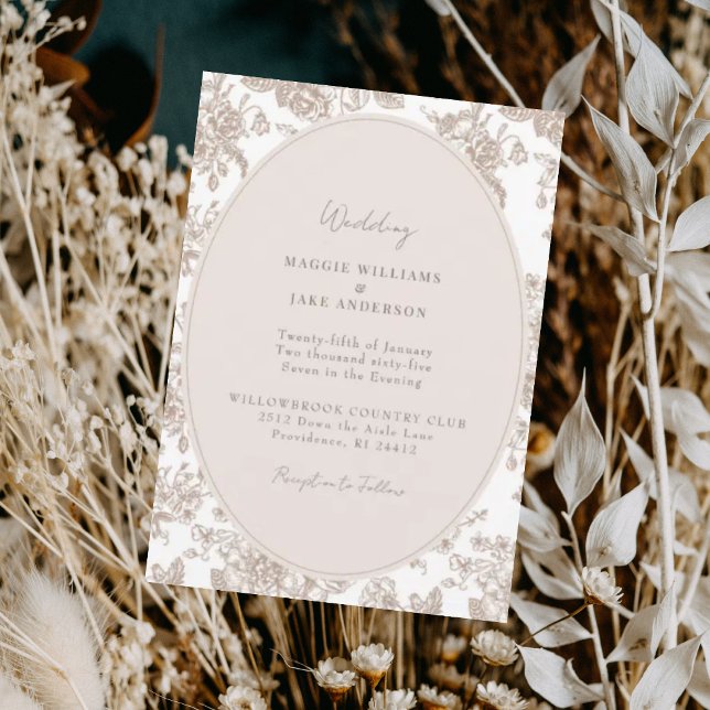 Cream Chinoiserie Elegant Wedding Invitation (Creator Uploaded)
