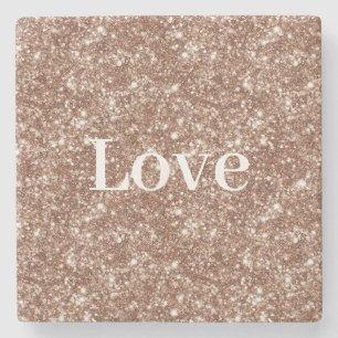Cream Chocolate Glitter Love Valentine's Day Stone Coaster