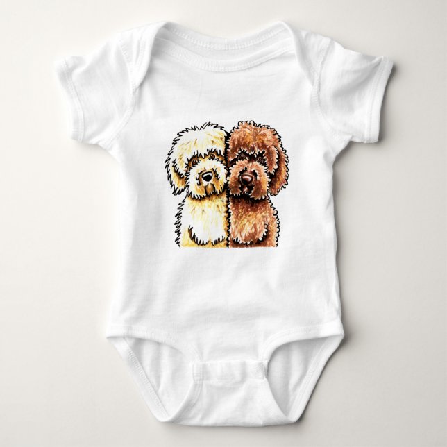Cream Chocolate Labradoodles Baby Bodysuit (Front)