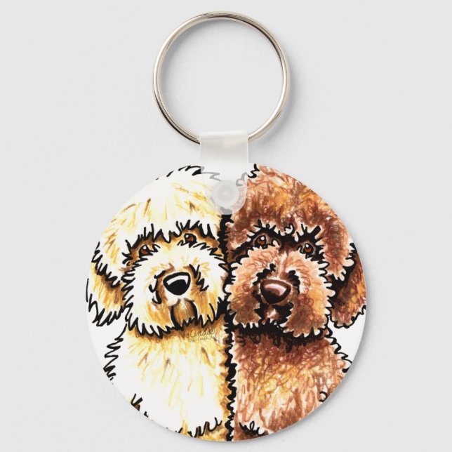 Cream Chocolate Labradoodles Keychain (Front)