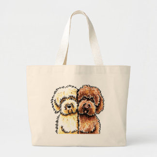Cream Chocolate Labradoodles Large Tote Bag