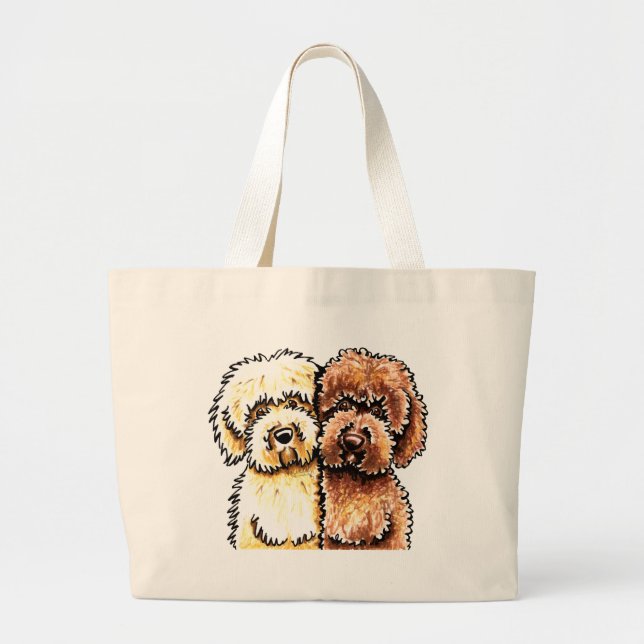 Cream Chocolate Labradoodles Large Tote Bag (Front)