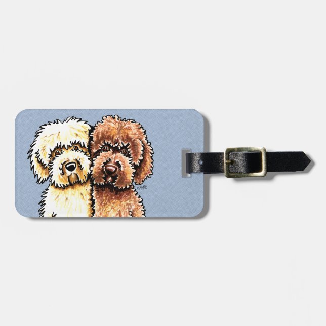 Cream Chocolate Labradoodles Luggage Tag (Front Horizontal)
