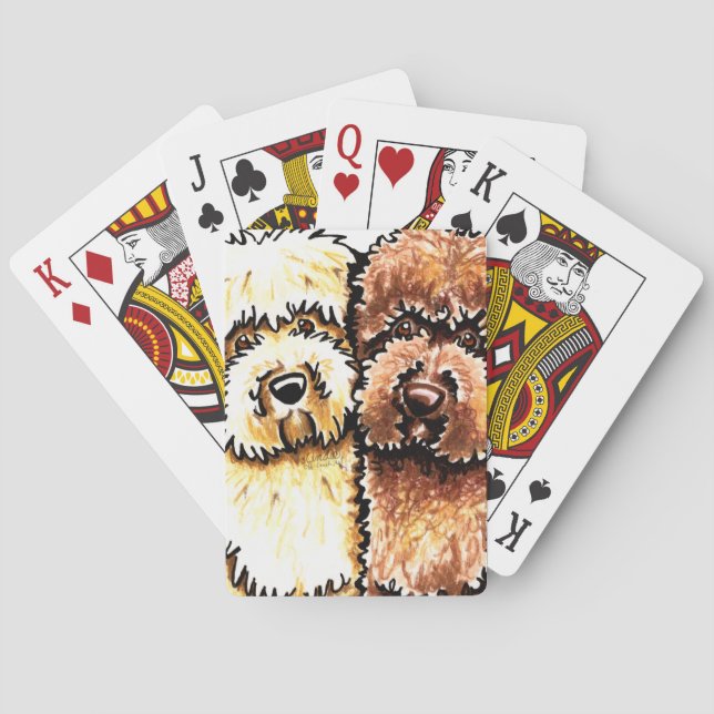 Cream Chocolate Labradoodles Poker Cards (Back)