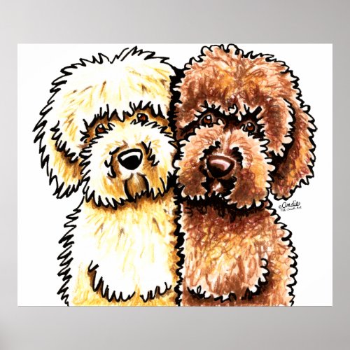 Cream Chocolate Labradoodles Poster