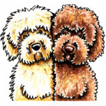 Cream Chocolate Labradoodles Statuette<br><div class="desc">Hand drawn ink and pencil illustration of cream and chocolate Labradoodles by Off-Leash Art. Popular gift idea for lovers of this favorite breed.Click the orange "customize it!" button to add text or change the background color.</div>