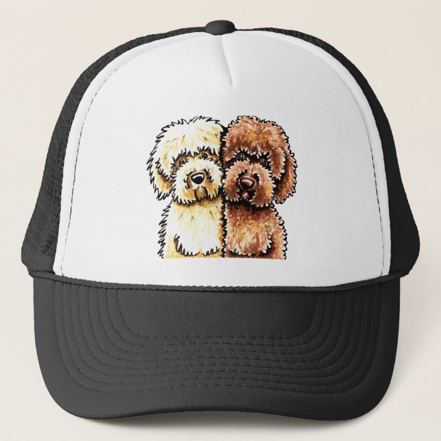Cream Chocolate Labradoodles Trucker Hat (Front)