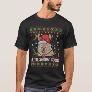 Cream Chow Chow Dog Reindeer Ugly Christmas Sweate T-Shirt