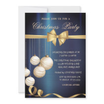 Cream Christmas Balls,Bow,Christmas Invitation