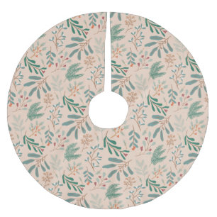 Cream Christmas Botanical Brushed Polyester Tree Skirt