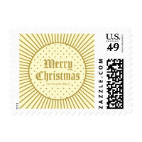 Cream Classic Decorative Geometric Merry Christmas Postage