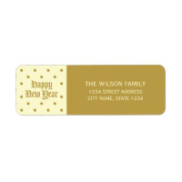 Cream Classic Decorative Happy New Year Address Label