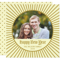 Cream Classic Decorative Happy New Year Photo Card