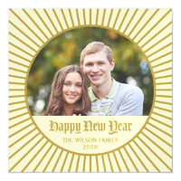 Cream Classic Decorative Happy New Year Photo Magnetic Card