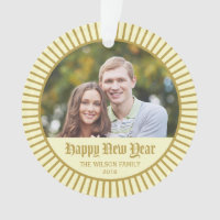 Cream Classic Decorative Happy New Year Photo Ornament