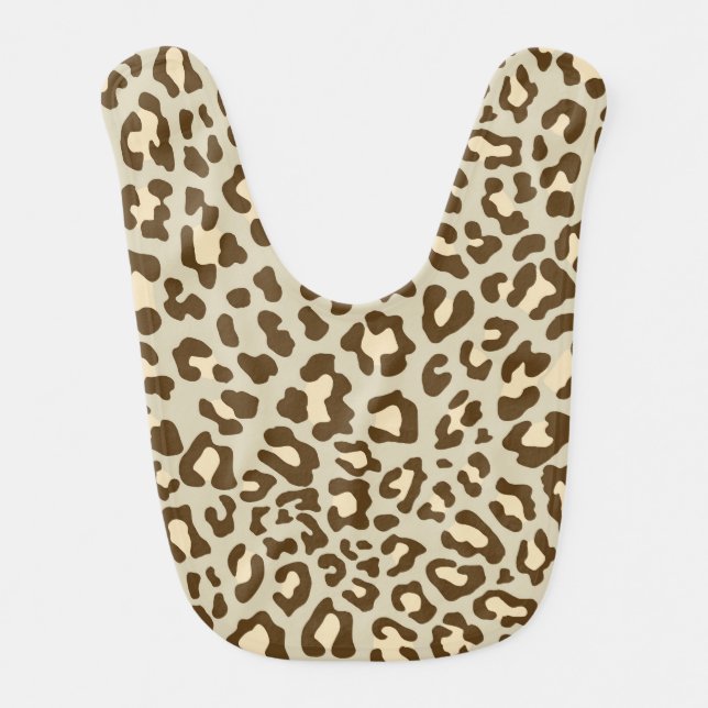 Cream, Clay, and Brown Leopard Print Bib (Front)