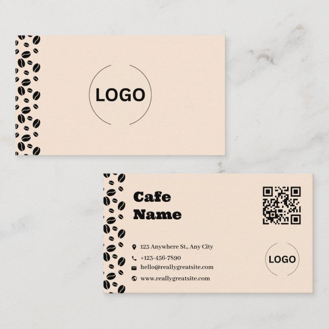 Cream Coffee Bean Cafe Business Card Set (Front/Back)