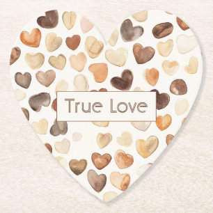 Cream Coffee Bean Hearts True Love Paper Coaster