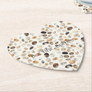 Cream Coffee Beans Paper Coaster
