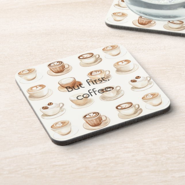 Cream Coffee Cups Beverage Coaster (Left Side)