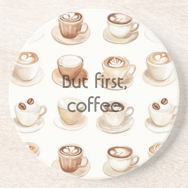 Cream Coffee Cups Coaster (Front)