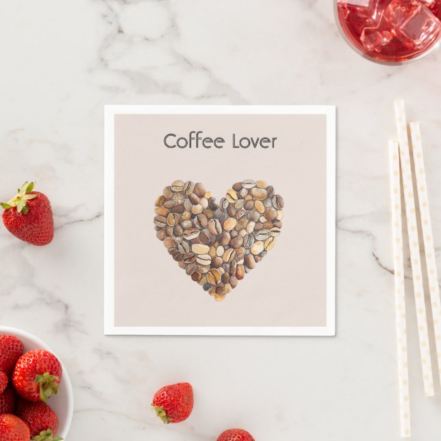 Cream Coffee Heart Cups Napkins (Insitu)