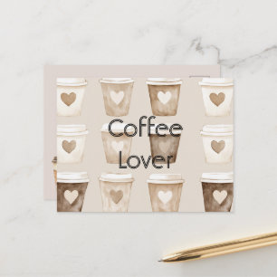 Cream Coffee Heart Cups Postcard