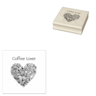 Cream Coffee Heart Cups Rubber Stamp