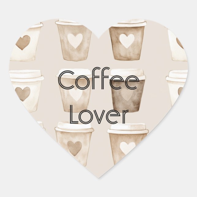 Cream Coffee Heart Cups   Sticker (Front)