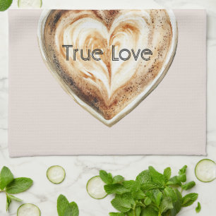 Cream Coffee Heart  Kitchen Towel