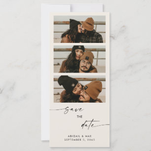 Cream Collage Photo Long Wedding Save the Date