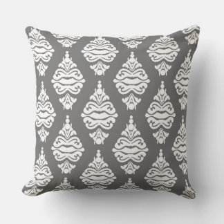 Cream Color and Gray Damask Sofa Cushion