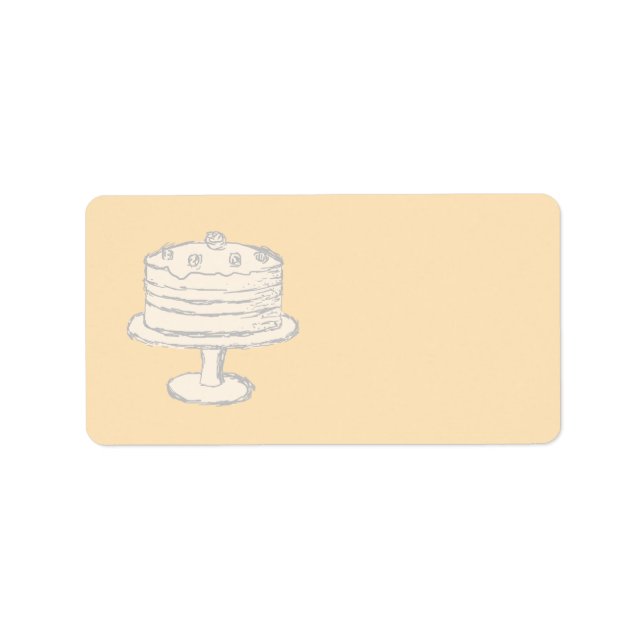 Cream Color Cake on Beige Background. Label (Front)