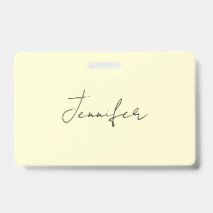 Cream color elegant modern minimalist plain name badge