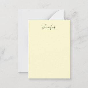 Cream color elegant modern minimalist plain name note card