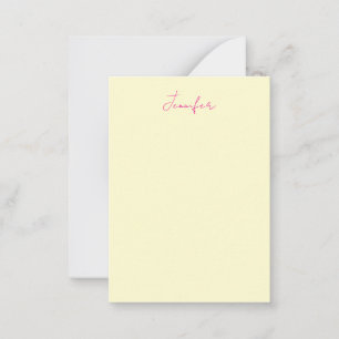 Cream color elegant modern minimalist plain name note card