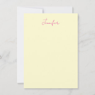 Cream color elegant modern minimalist plain name note card