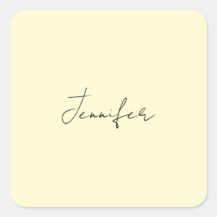 Cream color elegant modern minimalist plain name square sticker