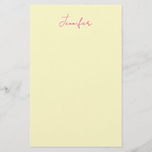 Cream color elegant modern minimalist plain name stationery