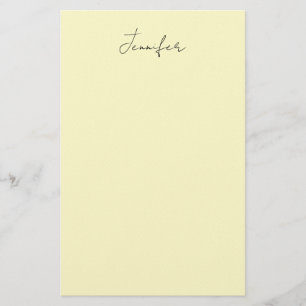 Cream color elegant modern minimalist plain name stationery