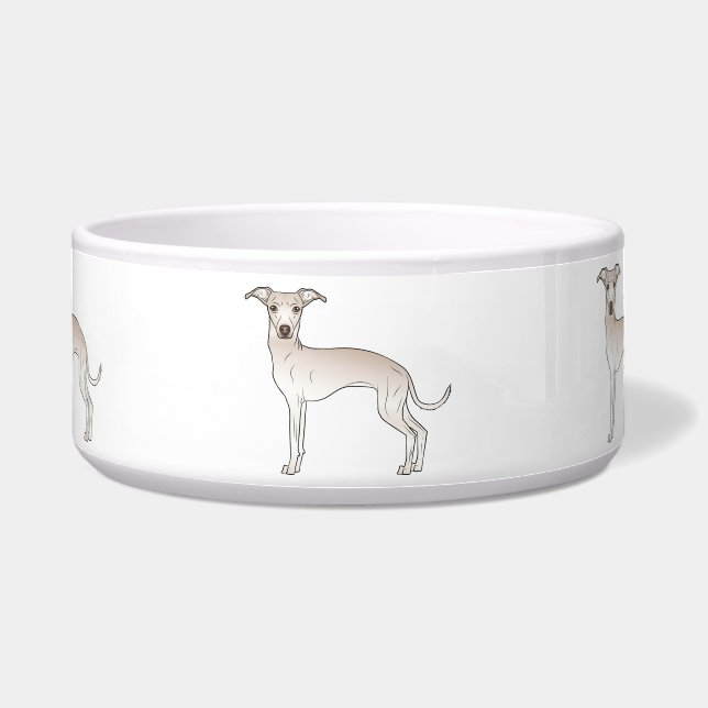 Cream Color Italian Greyhound Cute Cartoon Dogs Bowl (Front)