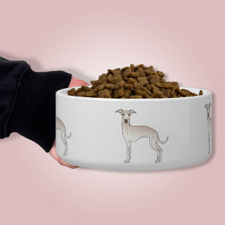 Cream Color Italian Greyhound Cute Cartoon Dogs Bowl