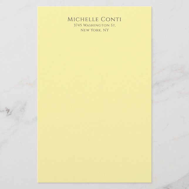 Cream Color Minimalist Plain Elegant Modern  Stationery (Front)