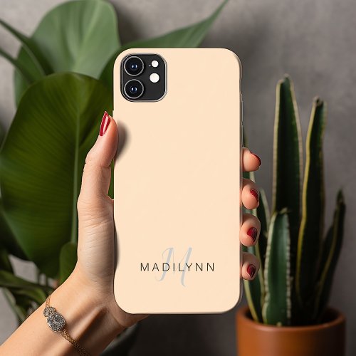 Cream Color Monogrammed Minimalist With Name iPhone 13 Pro Max Case