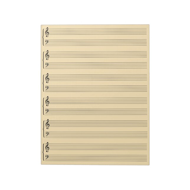 Cream Color Music Sheet Paper Notepad (Rotated)