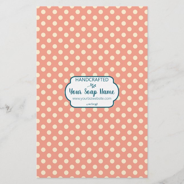 Cream Color & Orange Dot Soap Wrap Paper (Front)