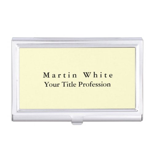 Cream Color Plain Elegant Professional Modern Business Card Case