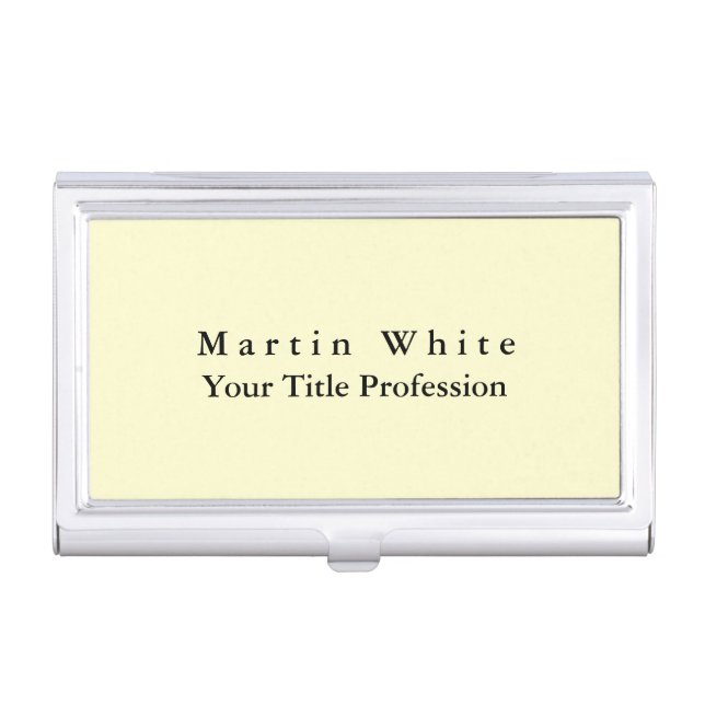 Cream Color Plain Elegant Professional Modern Business Card Case (Front)