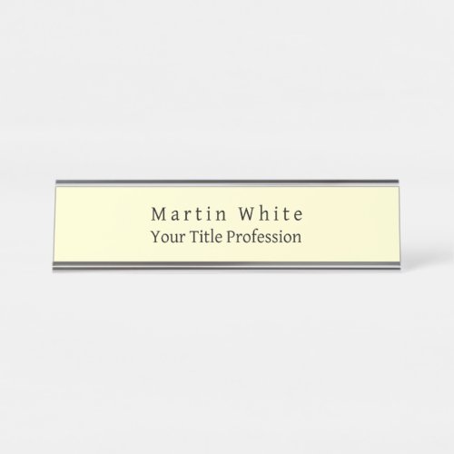 Cream Color Plain Elegant Professional Modern Desk Name Plate