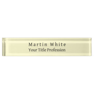 Cream Color Plain Elegant Professional Modern Desk Name Plate
